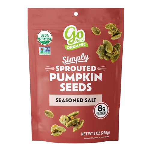 Go Raw Organic Sprouted Pumpkin Seeds - Sea Salted Pepita Snack | Keto, Non-GMO, Vegan, Gluten-Free, Kosher, Paleo, Protein-Packed Superfood, Healthy Vegan Snack for Adults and Kids, 14oz Bag