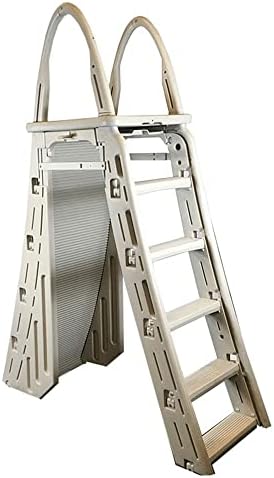Plastics 7200 Adjustable A-Frame Safety Ladder Steps with Roll-Guard for Above Ground Pools & Hydrotools by Swimline 9" x 24" Ladder Mat