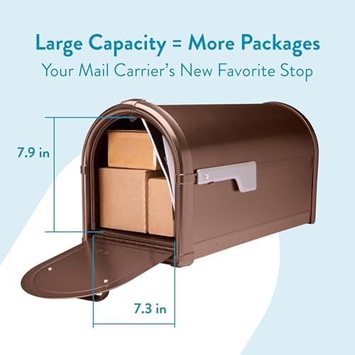 Architectural Mailboxes Hillsborough Post Mount Mailbox, Rubbed Bronze | Galvanized steel build for outside with rust-resistant powder-coat finish and a magnetic door closure. USPS approved.