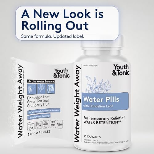 Youth & Tonic Natural Water Pills Weight Loss Women, Men, Water Retention
