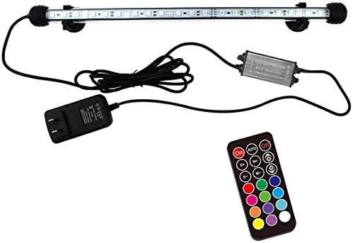 15 inches LED Aquarium Light, 2.5W Fish Tank Light Underwater Light Submersible Crystal Glass Lights, 21 LED Beads 12 Colors 19 Modes Brightness Adjustable Memory Function IP68 Waterproof
