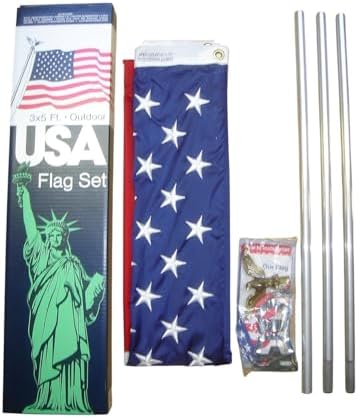 Annin Flagmakers American Flag & Flagpole Kit - 3 x 5 Feet (Model 11415) | All-Weather Nylon SolarGuard Nyl-Glo, 100% Made in USA