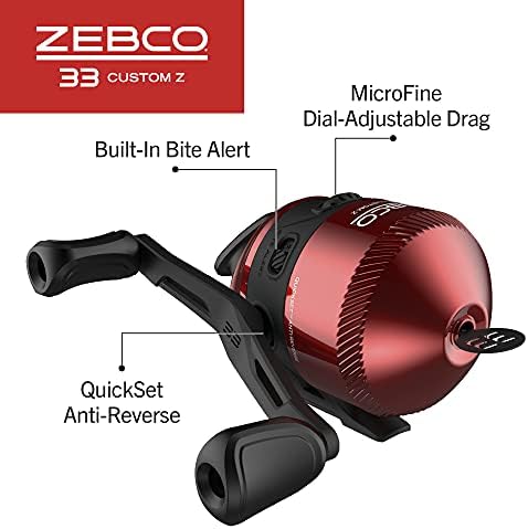 Zebco 33 Custom-Z Spincast Reel and 2-Piece Fishing Rod Combo, 6-Foot Fiberglass Rod with Split-Grip EVA Handle