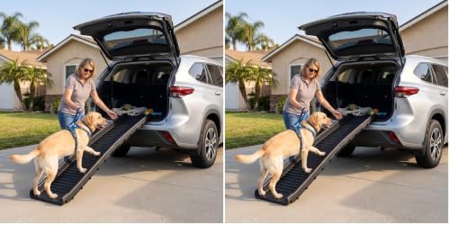 PawStep 61" Folding Pet Ramp, Portable Dog Ramp for Cars, SUVs, Beds & Couches, Lightweight PP Construction, Textured Surface