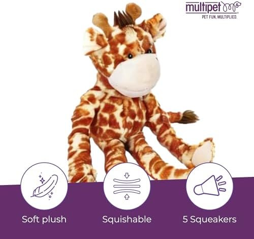 Multipet Swingin' Safari Monkey Dog Plush Toy - Squeaky Dog Toy for All Dogs - Extra Soft Plush Dog Toy - Stuffed Animal Dog Toy for Cuddling & Playing - Cute Dog Pet Toy (27”, Brown, 5 Squeakers)