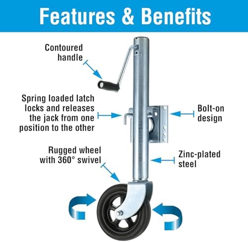 Seachoice Fold Up Trailer Jack, 22-7/8 In., Max Lift 1500 Lbs.