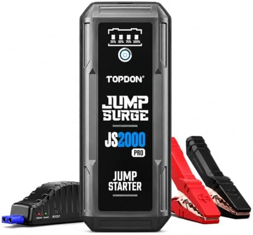 TOPDON JS2000Pro Car Battery Jump Starter, 2000A Peak 12V Portable Jump Starter Battery Pack for Up to 8.0L Gas/6.0L Diesel Engines