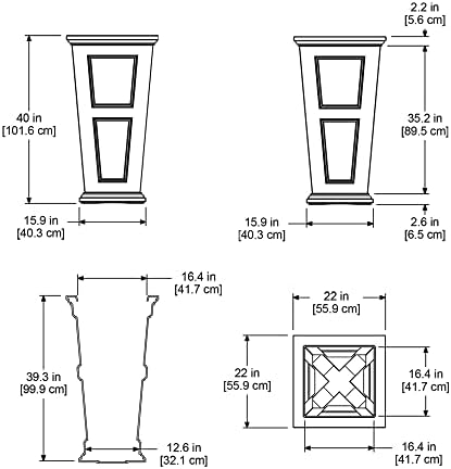 Mayne Fairfield 40in Tall Square Planter, Black | Indoor/Outdoor, All season, Fade resistant, 15-year warranty
