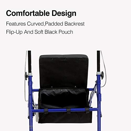 4 Wheels Folding rollator Walker with Handbrakes and carrybag,Medical Walkers with Seat and Wheels,Blue