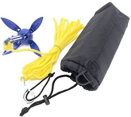 ausuky Foldable Aluminum Anchor Kit with Rope for Canoe Kayak Small Boat