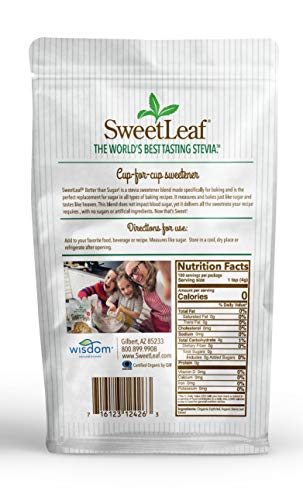 SweetLeaf Better Than Sugar Sweetener Alternative - 12.7 Oz | Powdered Sugar Substitute with Stevia & Erythritol, Use for Frosting, Baking, Coffee, Keto Friendly