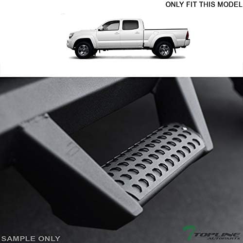 Matte Black Hoop Drop Step Side Nerf Bars Rail Running Boards v2 Compatible with 05-22 Toyota Tacoma Double (Crew) Cab