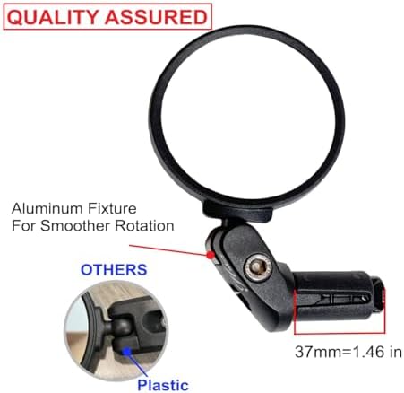 Hafny Bike End Bike Mirror, Adjustable Convex Rear View Mirror for Bicycle, Clear HD Glass Lens, 360° Rotatable, Fits MTB Road E-Bike Scooter, HF-M951-FR03 (1pc Silver Glass, 62mm Dia)