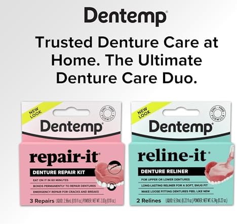 Dentemp Repair-it Denture Repair Kit & Reline-it Denture Reliner - Denture Kit (Multi-Pack) - Refit and Tighten Dentures for Both Upper & Lower