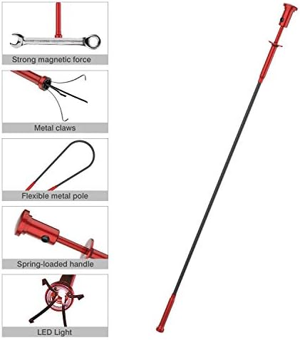 Housolution Grabber Tool Magnetic, Bendable Reacher with LED Lights, Blue