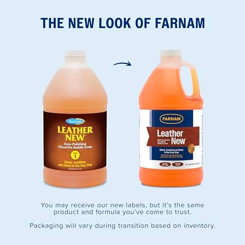 Farnam Leather New Easy-Polishing Glycerine Saddle & Leather Cleaner, 64 oz | Conditions Saddles and Leather Tack, Moisturizing