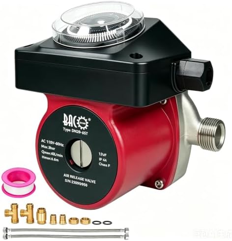 BACOENG Hot Water Recirculating Pump, Stainless Steel Head, Circulation Pump NPT 3/4", 3-Speed Control, Circulating Pump for Water Heater System