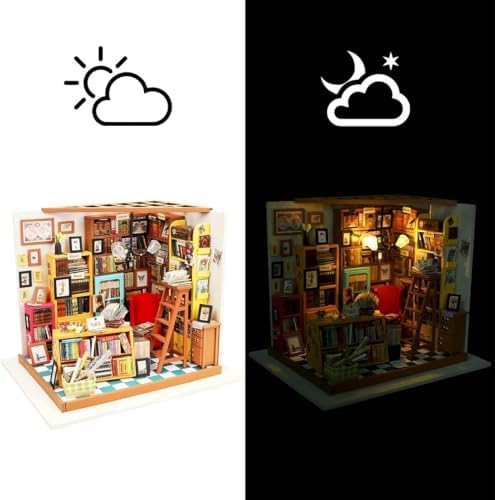 Rolife Cathy's Greenhouse Miniature Kit with LED Lights | 1:18 Scale Flower House Wooden 3D Puzzle Model Kit for Beginners DIY Craft for Adults Diorama Home Decor & Birthday Gift