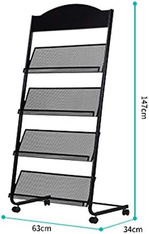 Iron Simple Floor-Standing Magazine Display Rack - Black