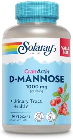 SOLARAY D-Mannose with CranActin Cranberry 400 mg, 60 VegCaps | Urinary Tract & Bladder Support - D-Mannose, CranActin Cranberry & Vitamin C - 30 Servings - Vegan, Lab Verified