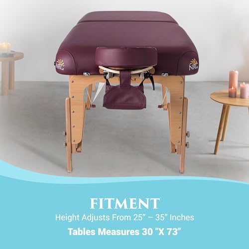NRG Vedalux Portable Massage Table Package | Burgundy | Folding Lightweight Massage Bed | Professional Spa Table with Face Cradle, Hanging Armrest & Carrying Case