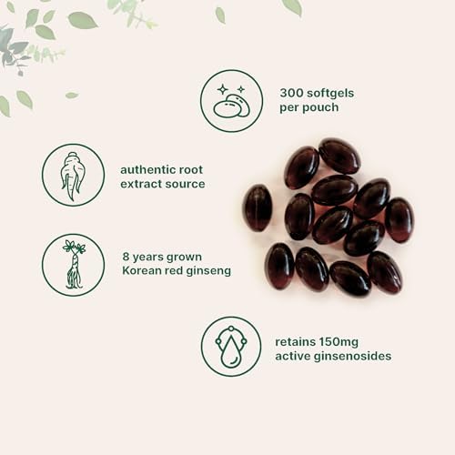 Micro Ingredients Red Panax Ginseng Supplement 300 Softgels | High Potency Korean Ginseng Root Extract| Supports Energy & Immune Health | Non-GMO*