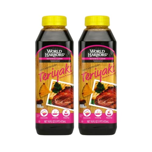 World Harbors Jamaican Jerk Sauce Sweet & Spicy Marinade for Jamaican Jerky Seasoning Chicken, Sirloin, Shrimp Jerk Seasoning Jamaican Style - Flavors for Dipping, Glazing 16 oz (Pack of 2)