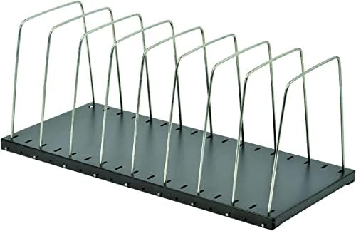 MMF Industries STEELMASTER Adjustable Desk File Organizer Rack | 8 Compartments | Wire Dividers | Black | Scratch & Chip-Resistant Finish | Non-slip