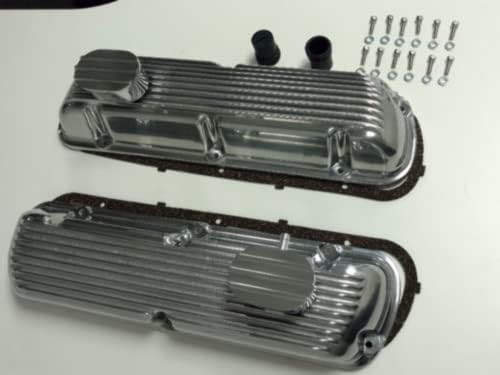 Finned Aluminum Valve Cover W/Breather Kit, Compatible with SBF V8 260 289 302 351W