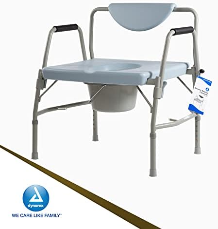 Dynarex Bariatric Drop Arm Bedside Commode, Multi-Use Portable Toilet Chair with 650 Pound Weight Capacity and a Heavy-Duty Steel Frame, Grey