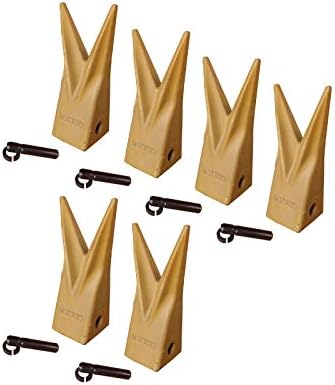 Backhoe Bucket Cat Style Tiger Teeth with pins & retainers, Set of 6, 1U3202WTL
