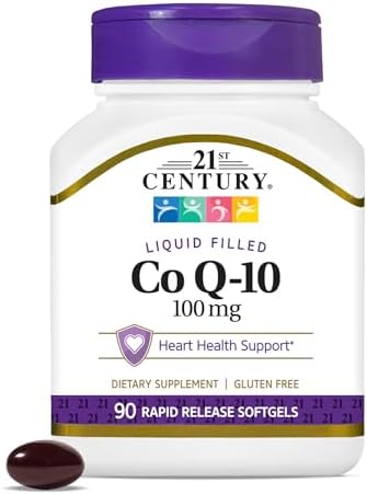 21st Century CoQ10 100mg Softgels, Heart Health Support, 90 Count | Coenzyme Q10 100 mg Fast-Release Liquid Softgels