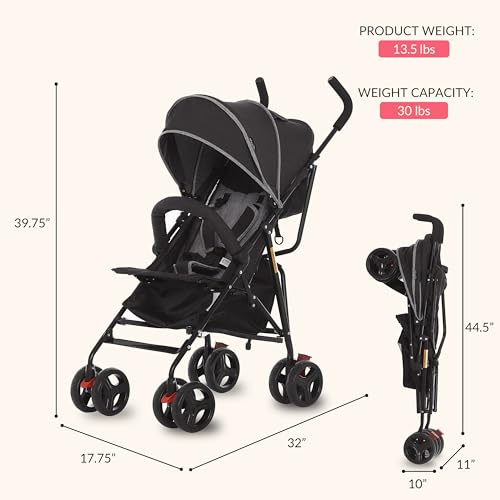 Dream On Me Vista Moonwalk Baby Stroller in Light Gray, Lightweight Infant Stroller with Compact Fold