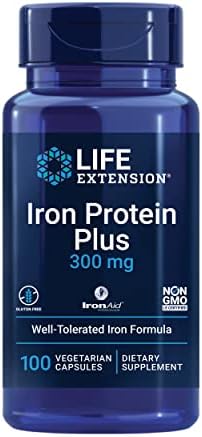 Life Extension Iron Protein Plus, Iron Protein succinylate, absorbable Iron Supplement for Whole-Body Health, Non-GMO, Gluten-Free, Vegetarian