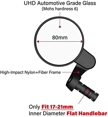2022 New Bar End Bike Mirror, 80mm Crystal UHD Automotive Grade Glass Lens E-Bike Mirrors, Scratch Resistant, Safe Rearview Mirrors