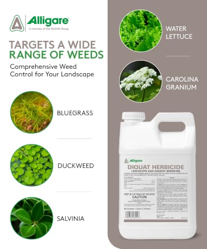 Alligare Diquat Herbicide to Control Bluegrass, Duckweed, Hydrilla & More - Glyphosate Alternative, Fast-Acting Non-Selective Liquid Weed Killer for Aquatic & Landscape Use - 2.5 Gallon