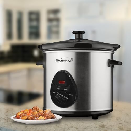 Brentwood SC-130S Slow Cooker Stainless Steel Body, 3-Quart