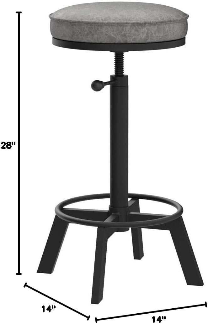 Set of 2 Industrial Bar Stools Short Stool Swivel Wooden Seat Kitchen Island Chairs Counter Height Adjustable 15.2-21inch