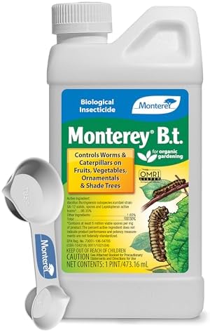 Monterey B.t. - Biological Insecticide for Organic Gardening - 1 Quart Concentrate - Apply Using a Sprayer Following Mix Instructions