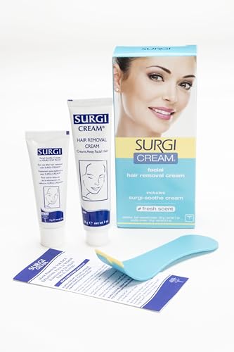 Surgiwax Facial Hair Removal Cream for Women - Hair Remover Cream, At-Home Depilatory for Sensitive Skin, Fresh Scent, 1 Oz