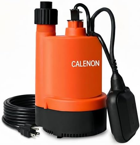 1/3 HP Submersible Utility Pump, 2400 GPH, Auto Float Switch | Drains to 1/4 in., 3/4 in. GHT adapter included, For basements