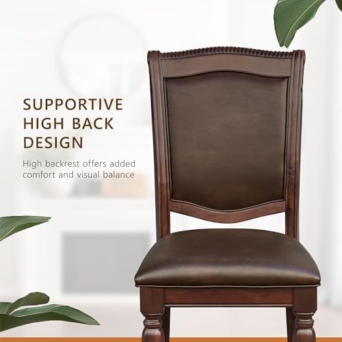 Lordsburg Dining Room Chairs Set of 2, Classic Traditional Dining Chairs For Kitchen, Solid Wood Frame, Solid Back, Armless Side, Cherry Finish