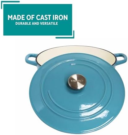 MIRRO 4.8qt Cast Iron Enamel Dutch Oven, Teal