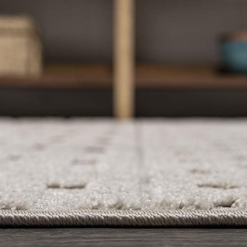 JONATHAN Y Moroccan Geometric Indoor Outdoor Area Rug 3X5 Beige, Xlendi High-Low Pile for Backyard, Patio, Porch, Easy-Cleaning, High Traffic