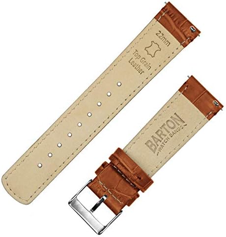 20mm Toffee Brown - Long - BARTON Alligator Grain - Quick Release Leather Watch Bands