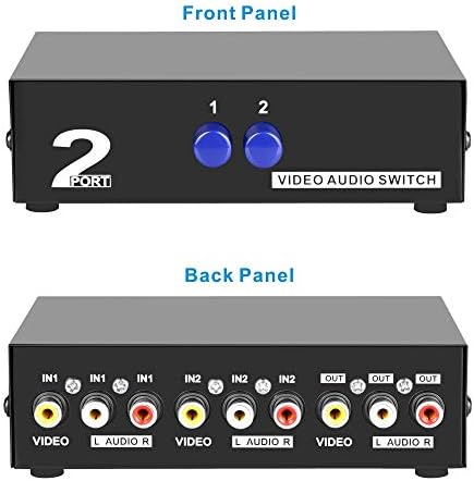 Panlong 2 Port AV RCA Switch 2 in 1 Out Composite Video L/R Audio Switcher Selector Box for DVD Player, Sega Genesis, SNES, N64, PS2/3 Game Consoles