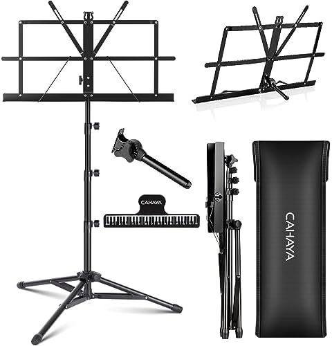 CAHAYA Sheet Music Stand Portable Folding Dual Use Desktop Book Holder