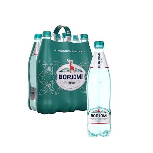 BORJOMI Sparkling Mineral Water with Natural Minerals - Crisp and Bold Taste - PET Bottles - 25.3 oz, Bottled Water 6 Pack