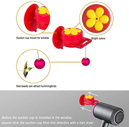 Naomo Handheld Hummingbird Feeders with Suction Cup, Multifunctional Mini Hummingbird Feeder with Perches for Outdoors