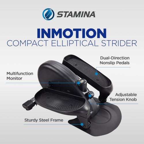 Stamina Inmotion Compact Strider Foot Exercise Machine - Under Desk Elliptical - Standing or Seated Elliptical Fitness Equipment
